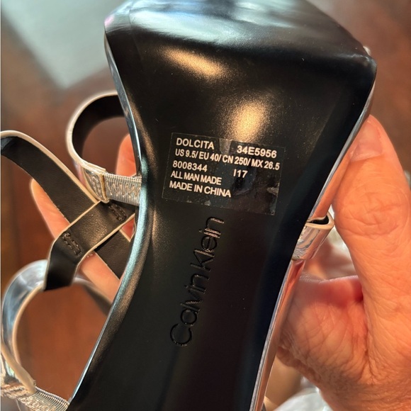 Calvin Klein Metallic Silver Strappy Heels - Picture 7 of 11